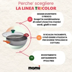 Casseruola set 3 pezzi Linea Tricolor diametro 14/16/20 cm