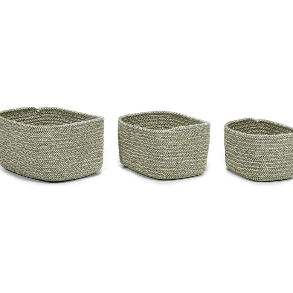 Cestino Rettangolare Multiuso Beige e Bianco