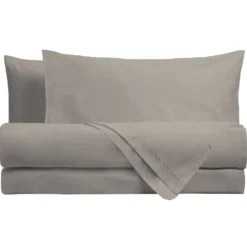 Completo Letto Singolo in Cotone Tinta Unita Tortora 3 pezzi