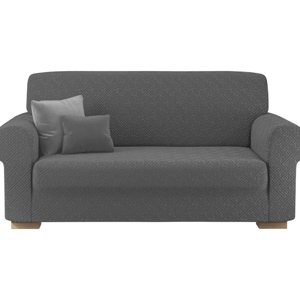 Copridivano Bonton in tessuto bielastico Grigio scuro 3 posti