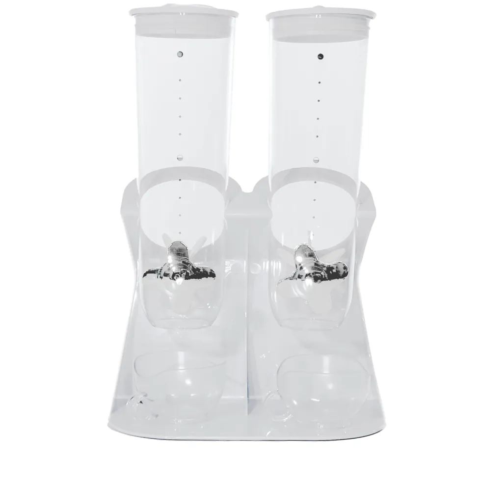 Dispenser Cereali Doppio con Manopole Dosatrici e 2 Tazze 3 Litri