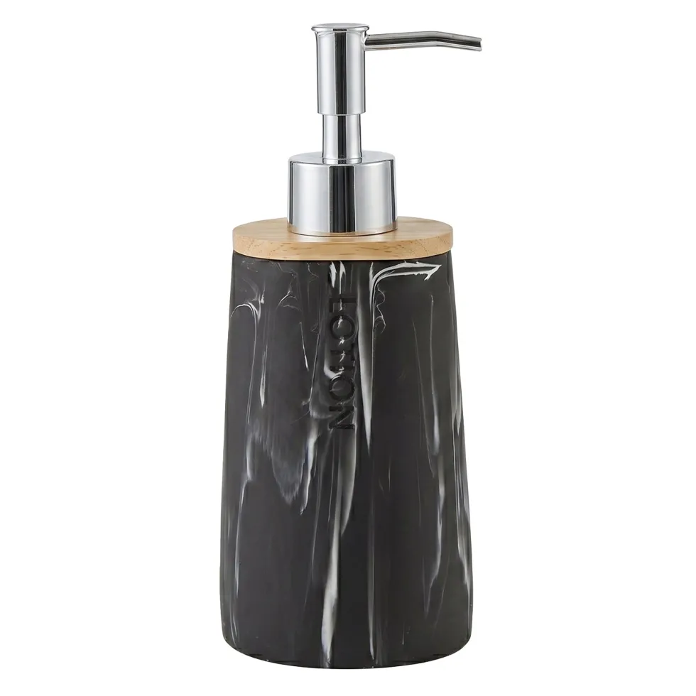 Dispenser Sapone in Poliresina Nero Effetto Marmo 260 ml