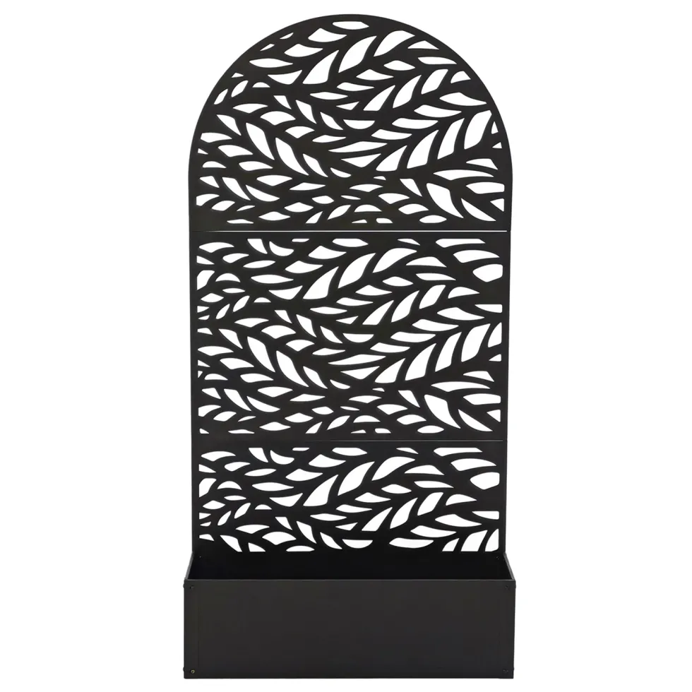 Fioriera Rettangolare con Separé Decorativo Nera