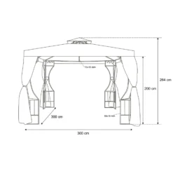 Gazebo da giardino in Acciaio Antracite con Telo in Poliestere Écru e Zanzariera 3x3 metri