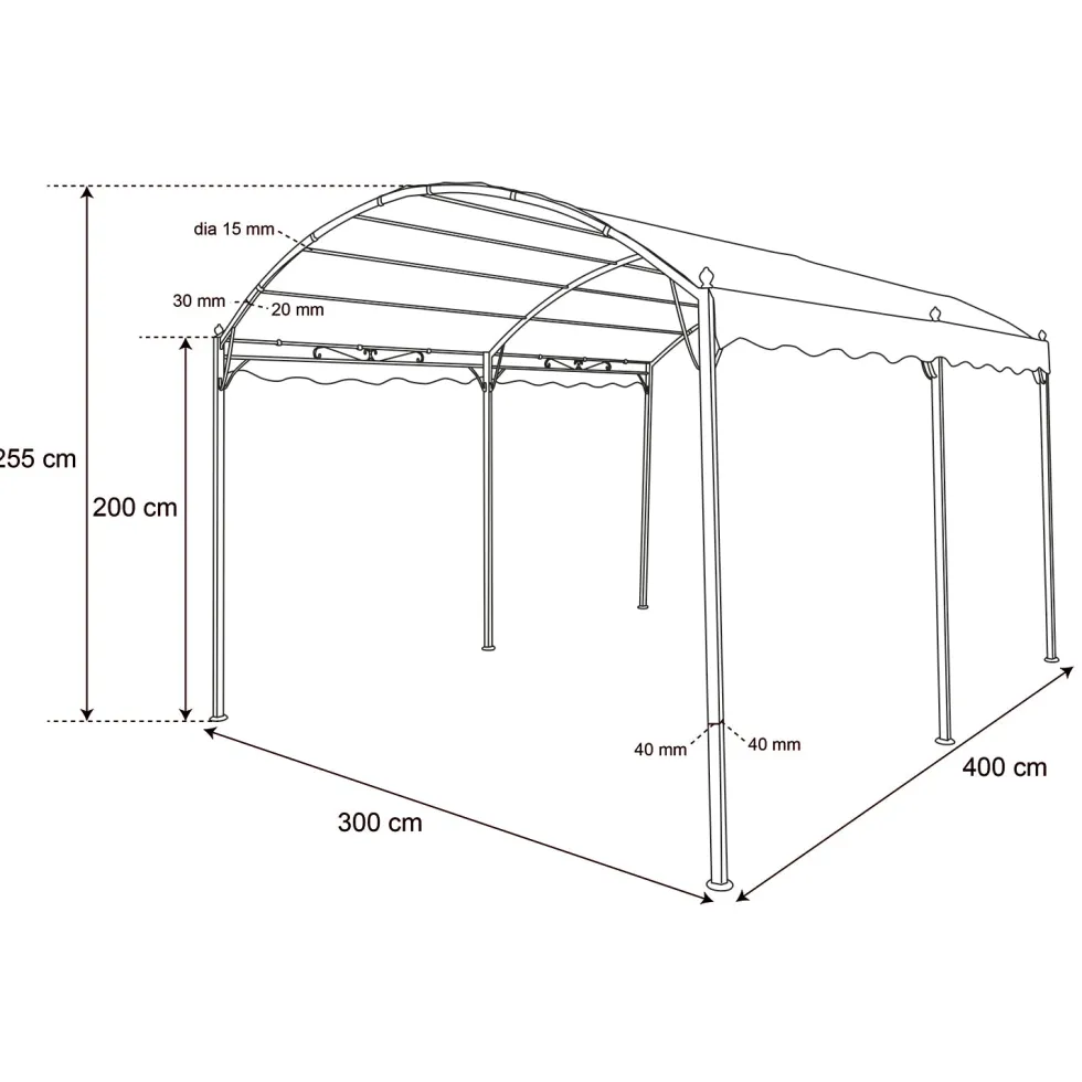 Gazebo da giardino Telo Verde 3x4 metri
