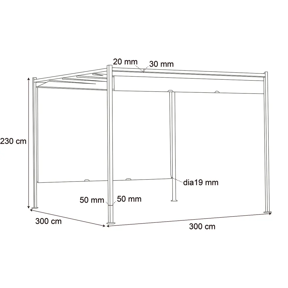 Gazebo Pergola Orientabile Telo Camel 3x3 metri