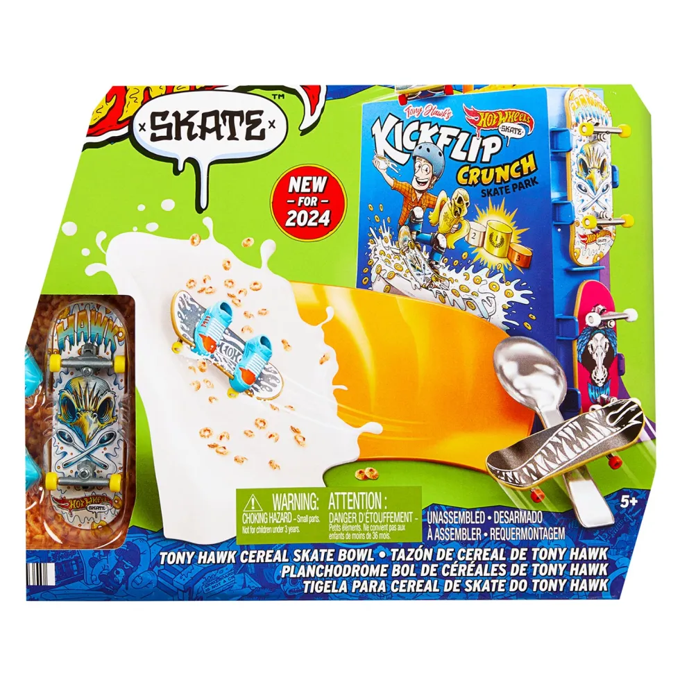 Hot Wheels Tony Hawk Skate Cereal Bowl Set con Fingerboard