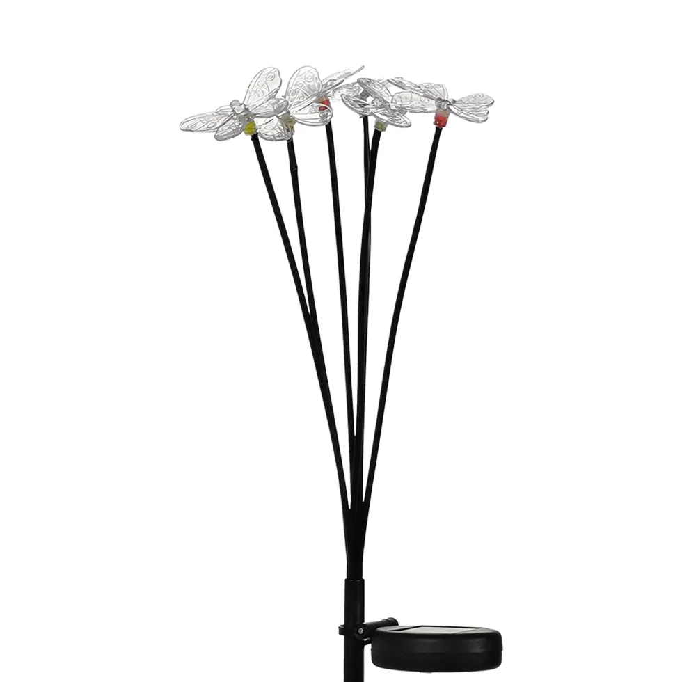 Lampada Solare Led da Giardino Multicolor a Forma di Libellule h72 cm