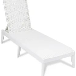 Lettino da esterno Numana Effetto Rattan Bianco con schienale regolabile