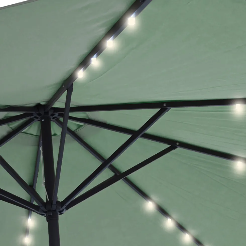 Ombrellone da giardino con 32 LED e Pannello Solare Verde diametro 3 metri
