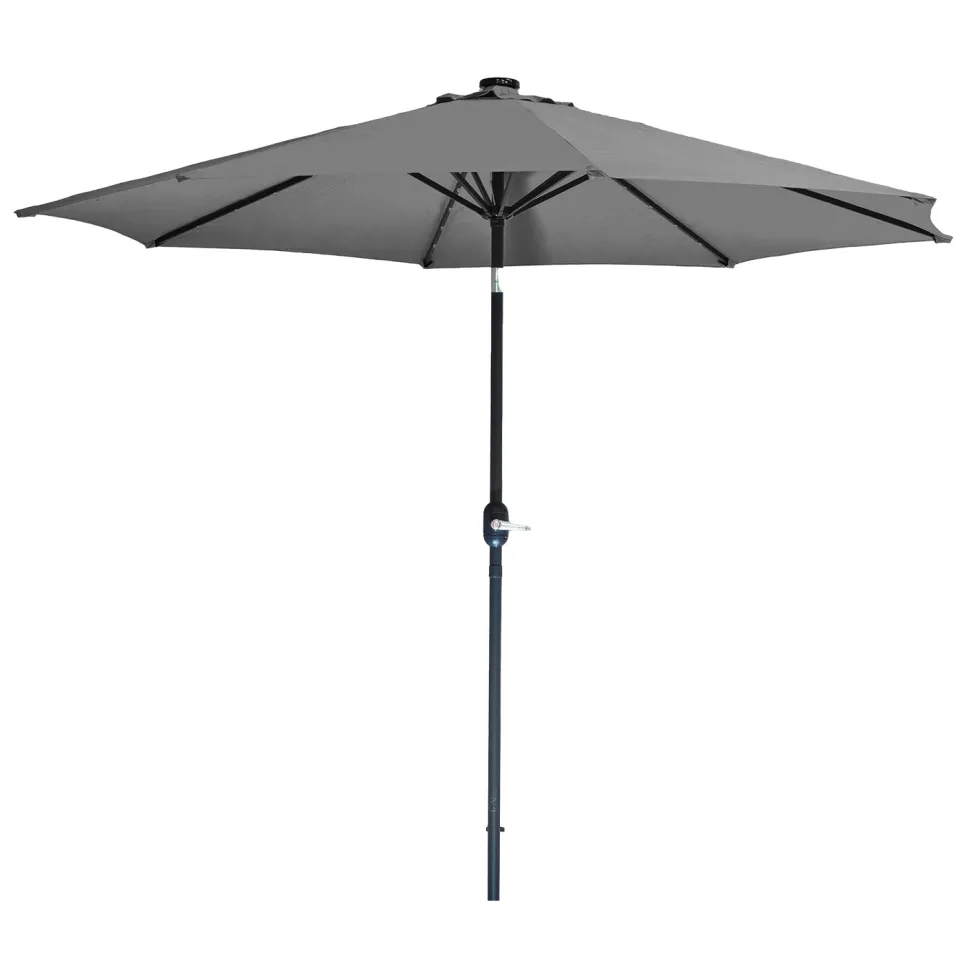 Ombrellone da giardino con 32 LED e Pannello Solare Grigio diametro 3 metri