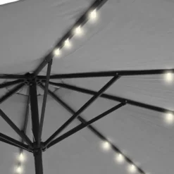 Ombrellone da giardino con 32 LED e Pannello Solare Grigio diametro 3 metri