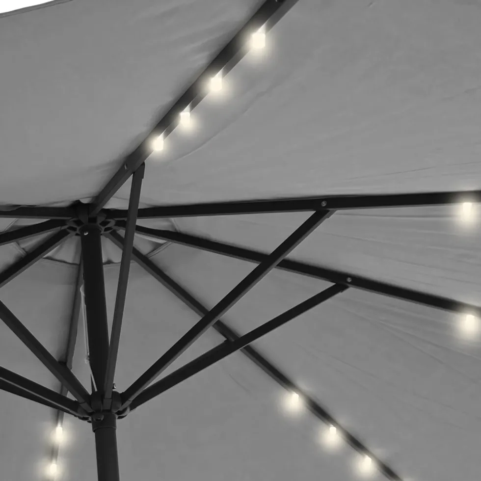 Ombrellone da giardino con 32 LED e Pannello Solare Grigio diametro 3 metri