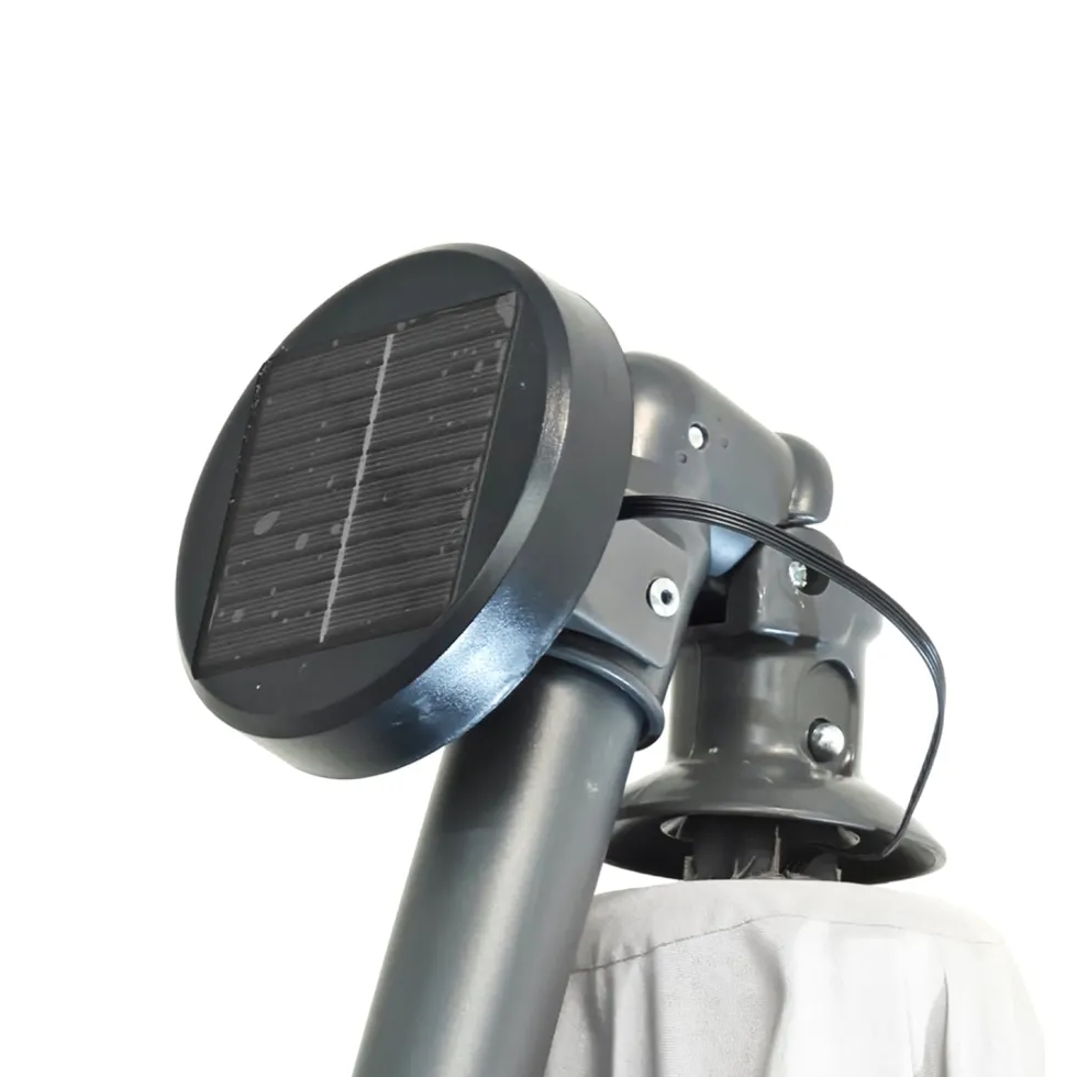 Ombrellone da giardino Decentrato con 32 LED e Pannello Solare Ècru diametro 3 metri
