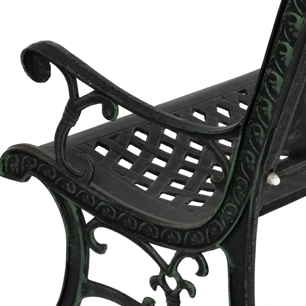 Panchina da Giardino in Ghisa Decorata Verde- h85x128x63 cm