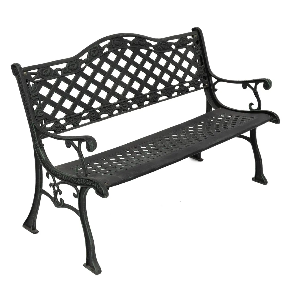 Panchina da Giardino in Ghisa Decorata Verde- h85x128x63 cm