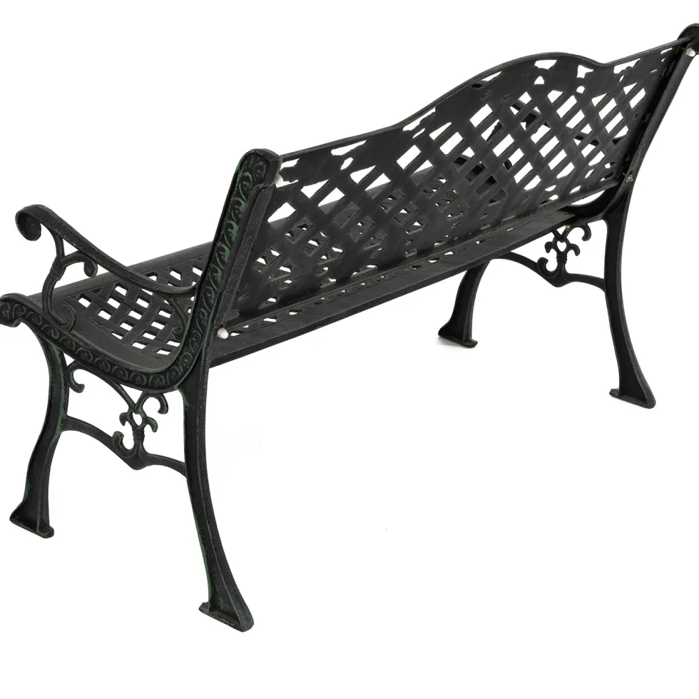 Panchina da Giardino in Ghisa Decorata Verde- h85x128x63 cm