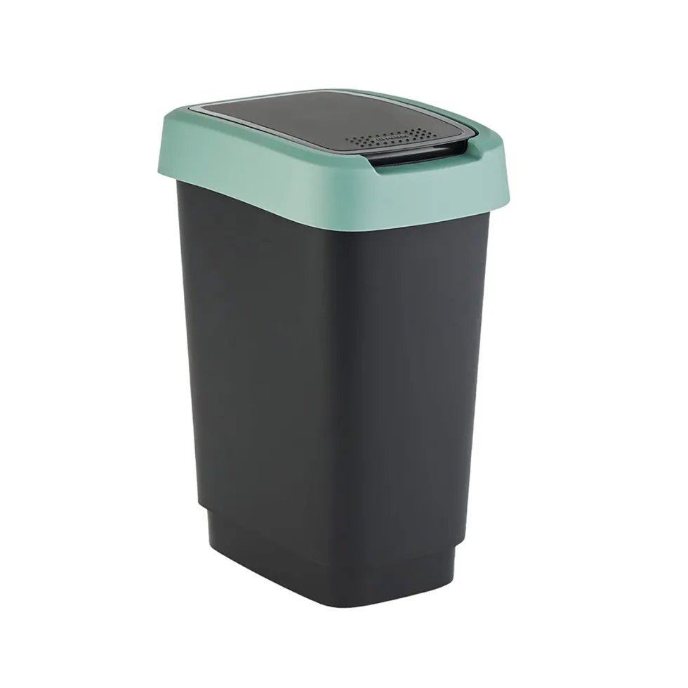 Pattumiera per raccolta differenziata con coperchio basculante Twist Verde 10 Litri