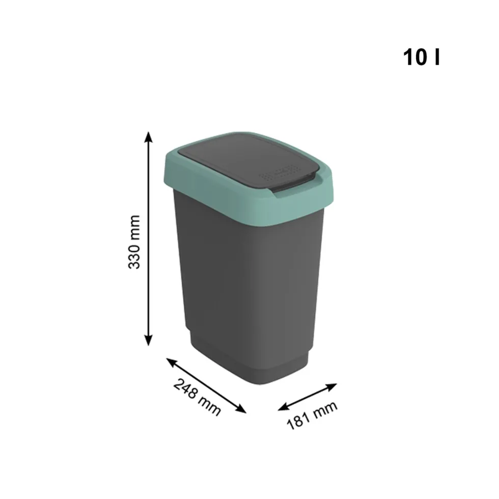 Pattumiera per raccolta differenziata con coperchio basculante Twist Verde 10 Litri