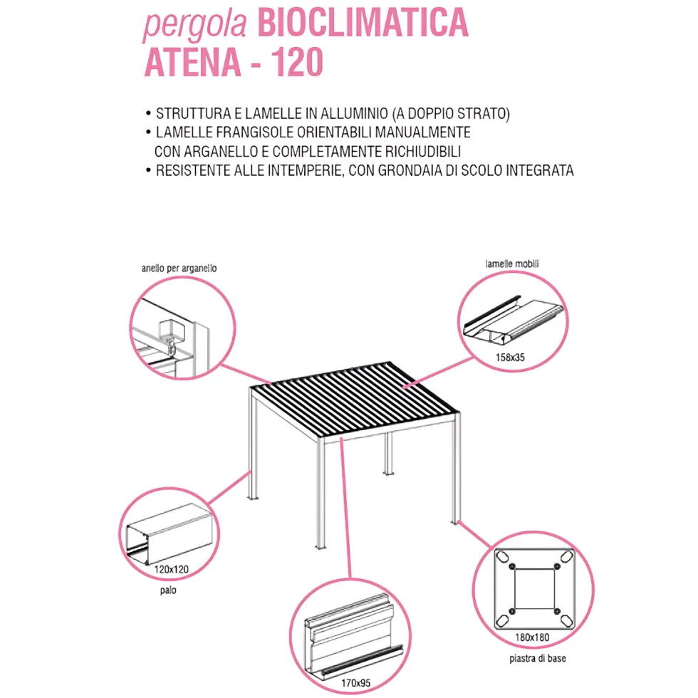 Pergola Bioclimatica Atena 120 Effetto Legno 3x3