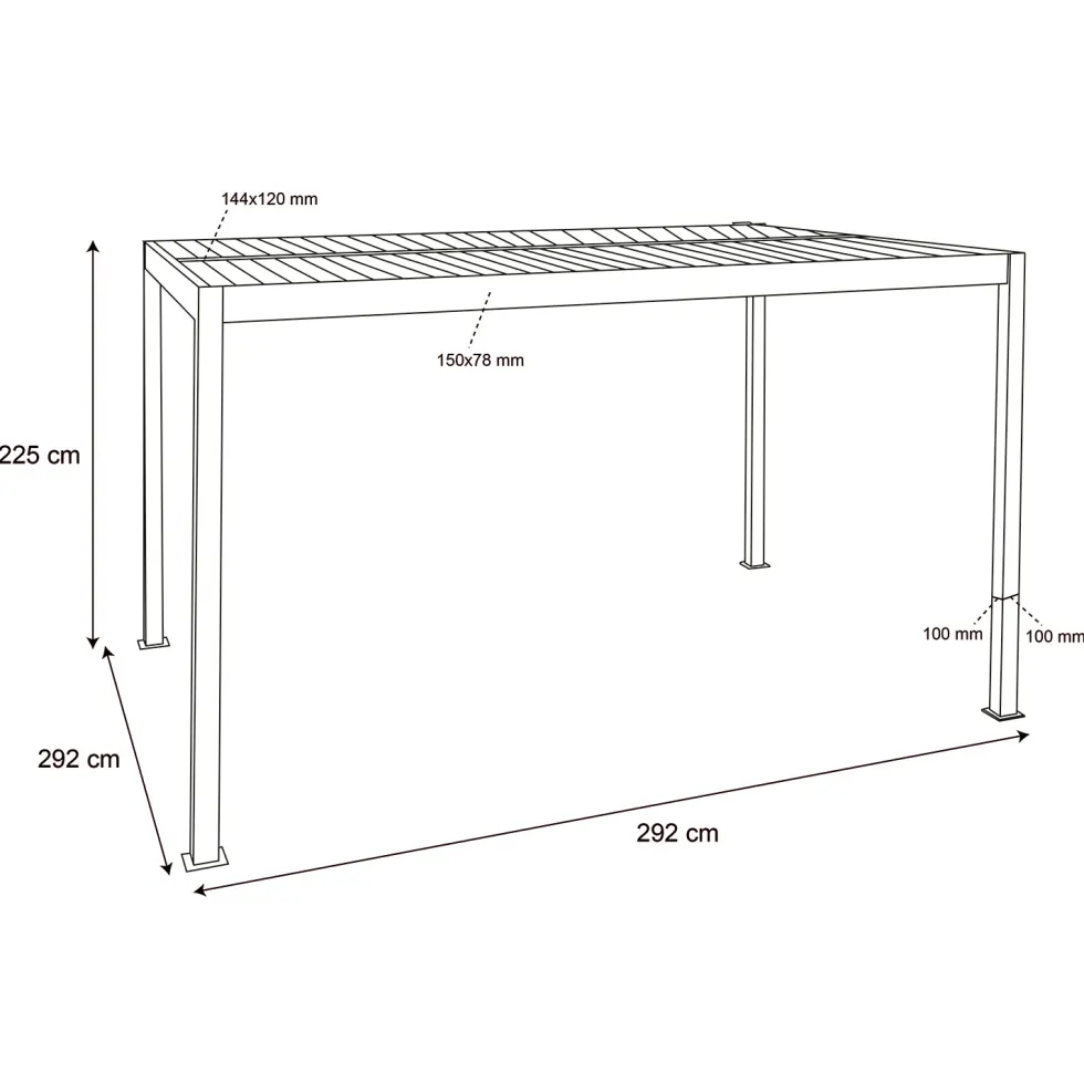 Pergola Bioclimatica in Alluminio Grigio Scuro 3x3 metri