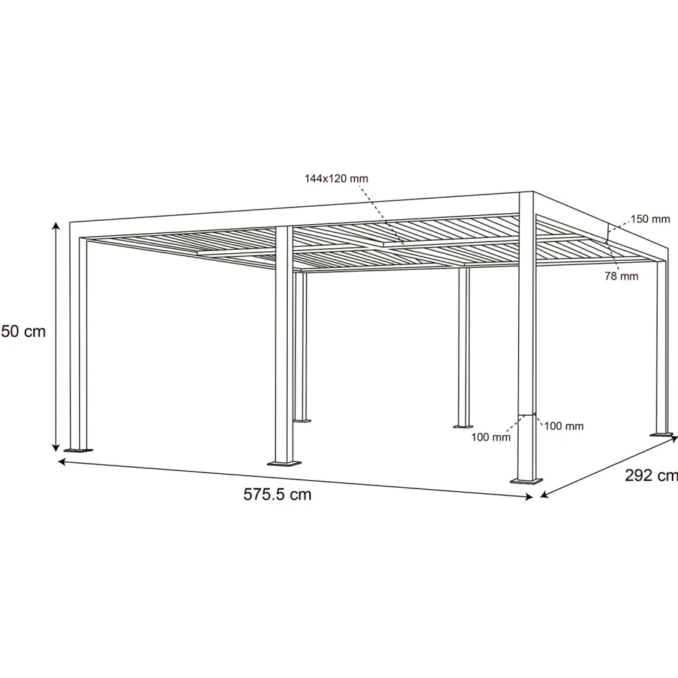 Pergola Bioclimatica in Alluminio Grigio Scuro 3x6 metri
