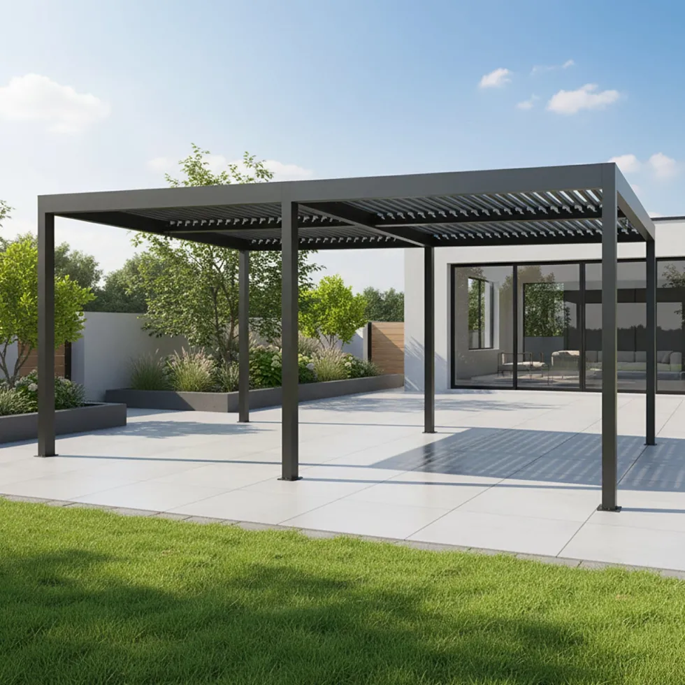 Pergola Bioclimatica in Alluminio Grigio Scuro 3x6 metri