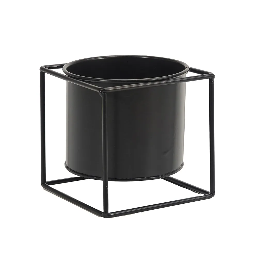 Portavaso in Metallo Nero h13x13x13 cm