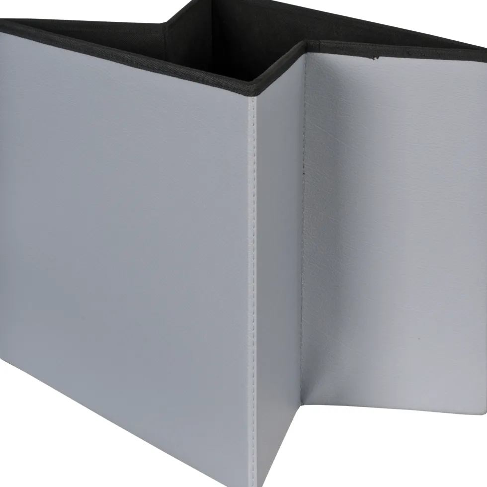 Pouf Contenitore Grigio in ecopelle richiudibile h38x38x38 cm