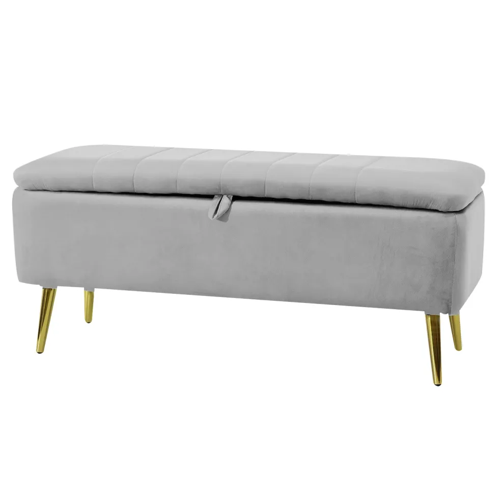 Pouf Contenitore in velluto Grigio chiaro