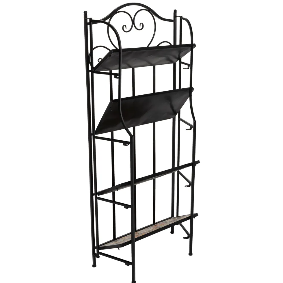 Scaffale Mosaico in metallo nero con 4 ripiani