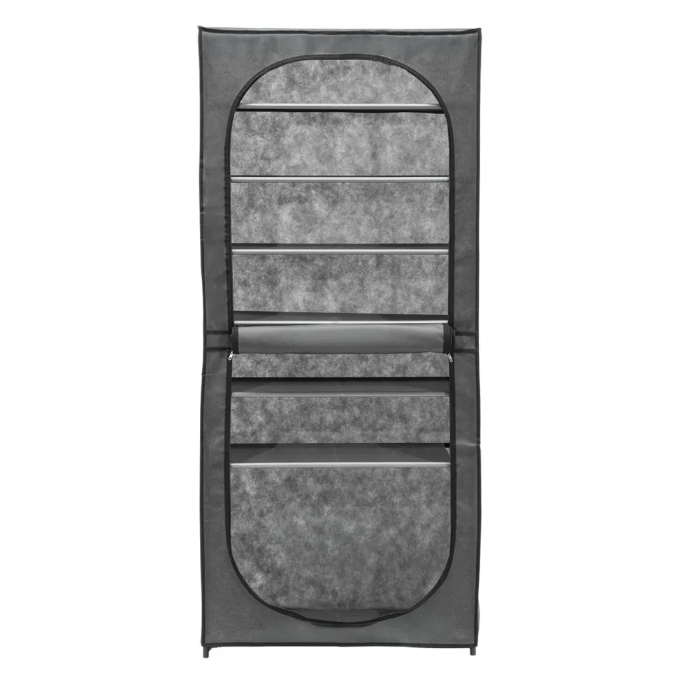 Scarpiera 7 Ripiani in Metallo e TNT 21 Posti Grigio Scuro h160x68x30 cm