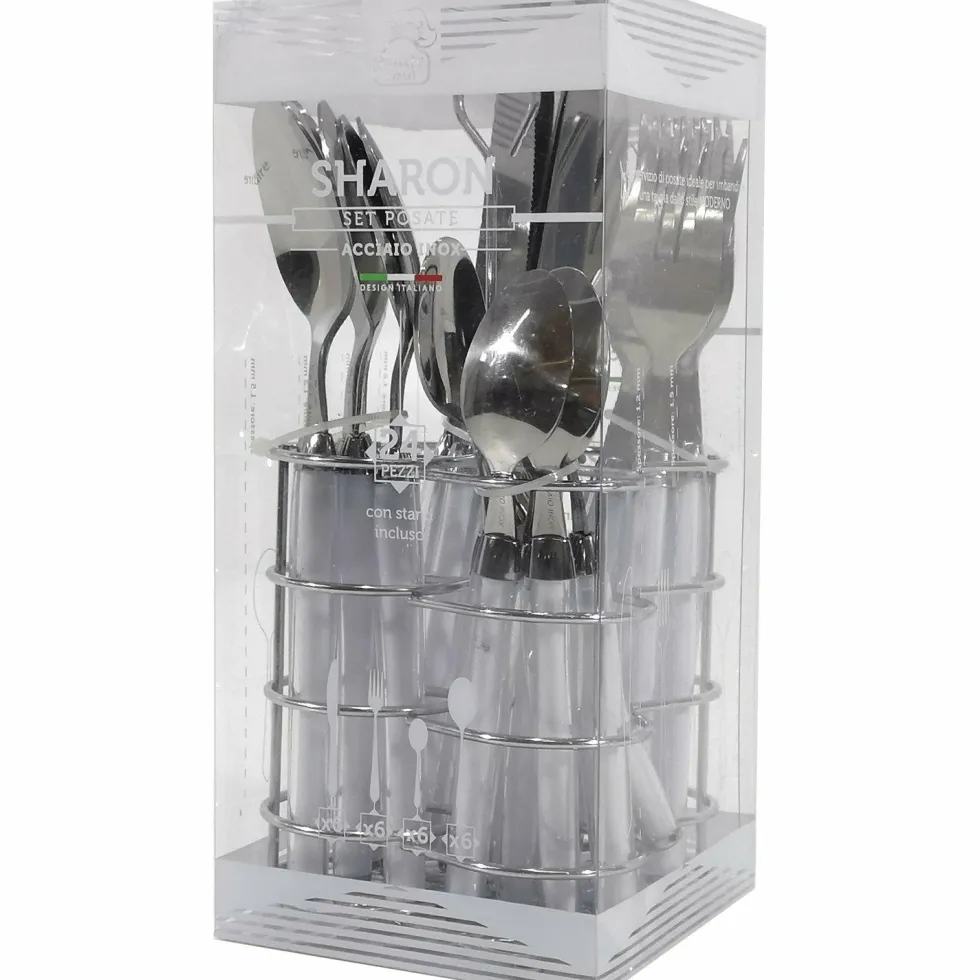 Servizio posate in acciaio inox Bianco 24 pezzi Sharon