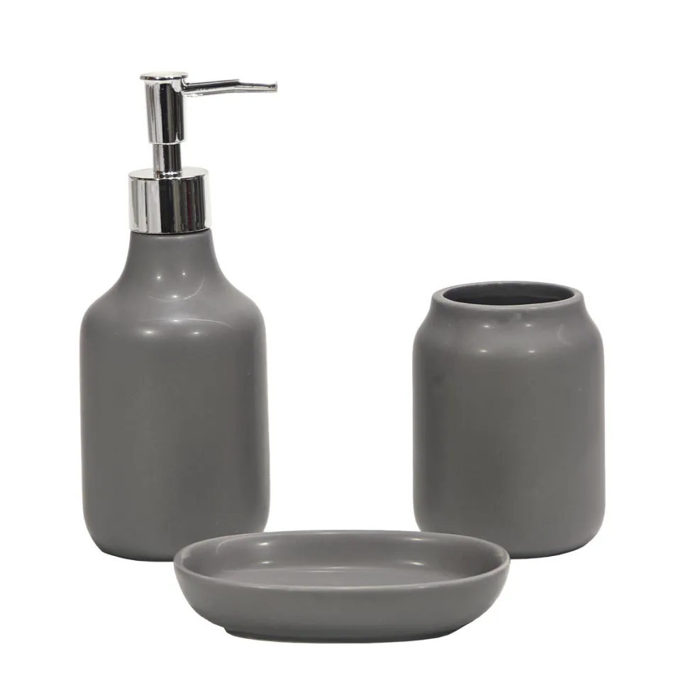 Set Bagno 3 pezzi in Ceramica Grigio
