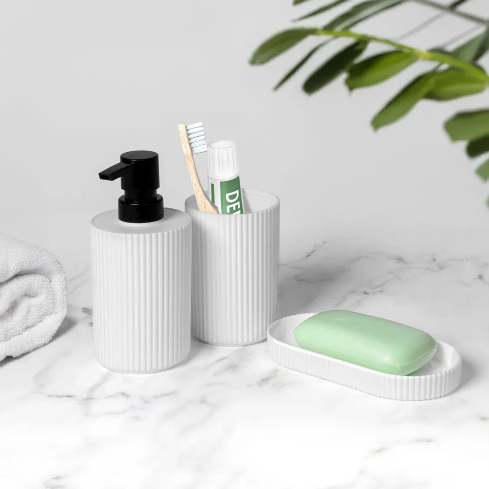Set Bagno 3 pezzi in Polipropilene Bianco