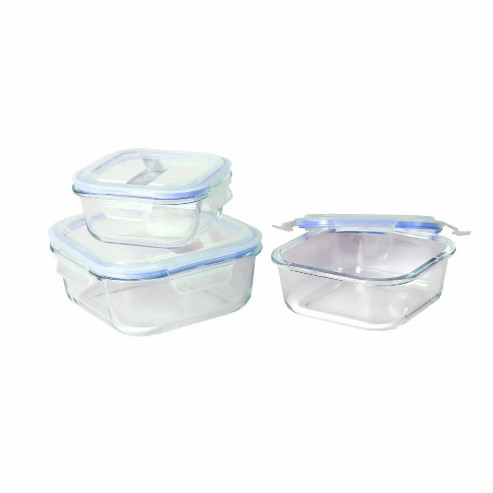 Set 3 Contenitori in vetro con coperchio ermetico Food Organizer