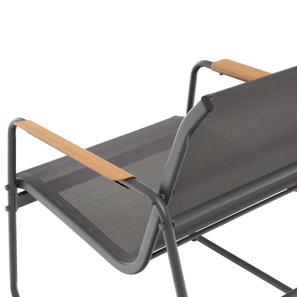 Set da giardino 4 pezzi Struttura in Acciaio Nero, braccioli e Top in Polywood
