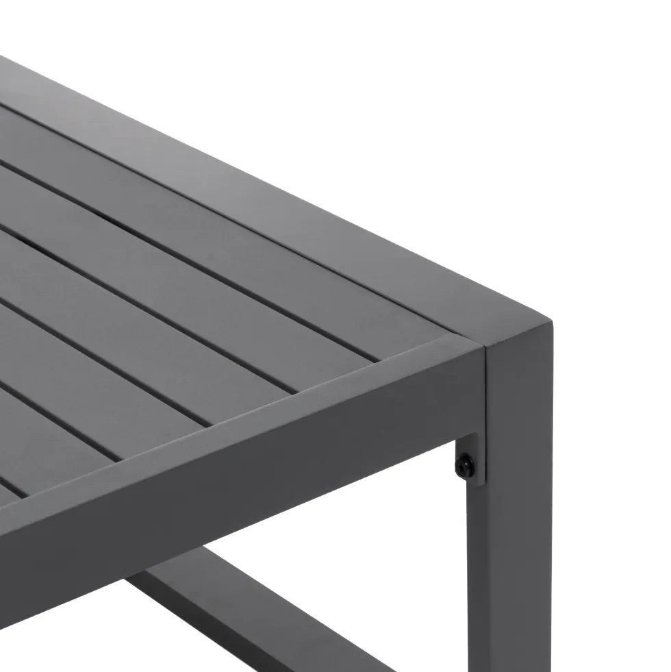 Set da giardino 4 pezzi struttura in alluminio Antracite e braccioli in Polywood con cuscini Grigio Scuro