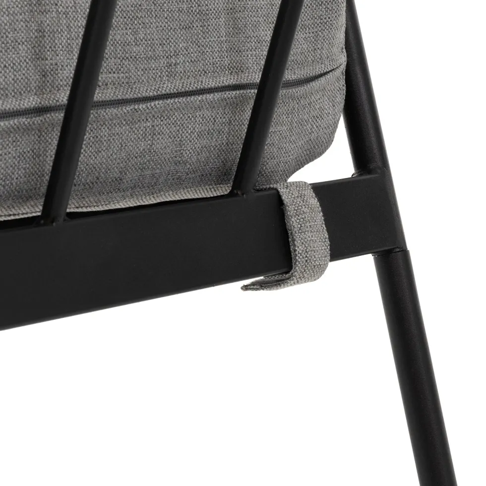 Set da giardino 5 pezzi struttura in acciaio e top tavolini in metallo con cuscini Grigio Scuro