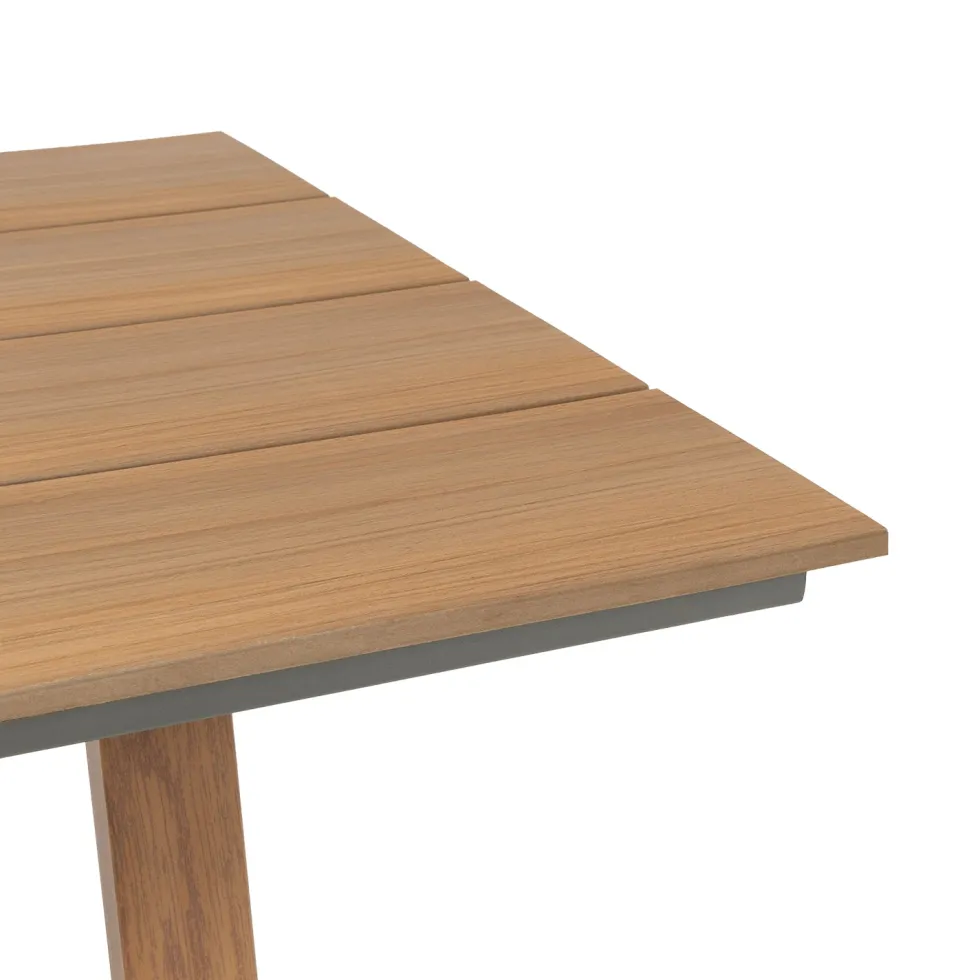 Set da giardino 7 pezzi Tavolo con 6 Sedie struttura in Acciaio Effetto Legno e Top in Polywood