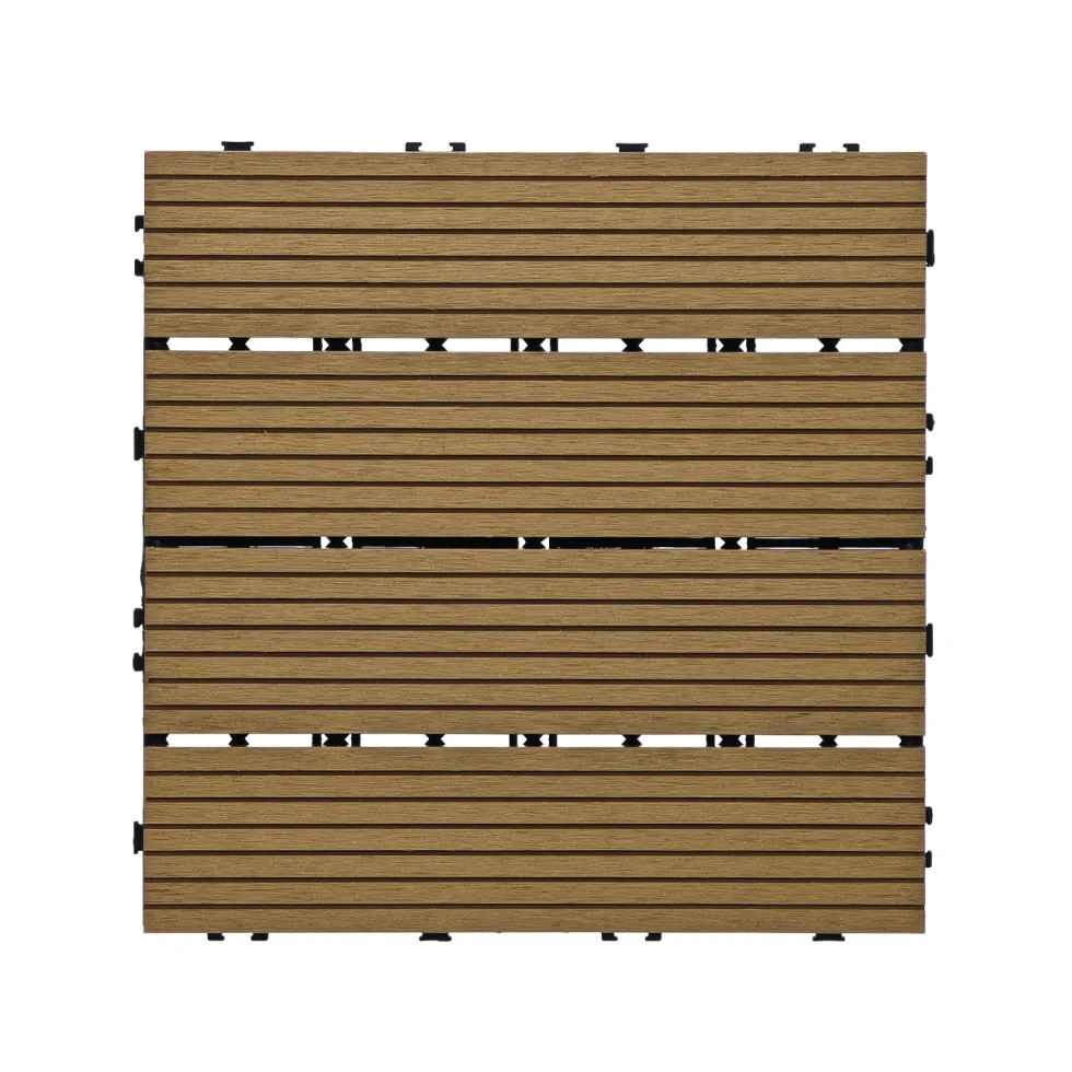 Set 6 Mattonelle da Esterno in WPC a Incastro Marroni 29×29 cm