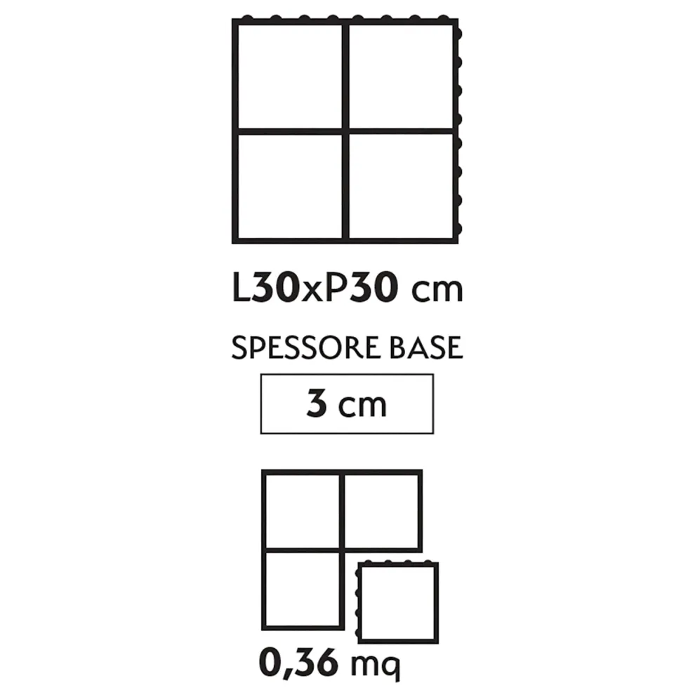 Set 4 Mattonelle Prato da Esterno in Polietilene a Incastro 30×30 cm