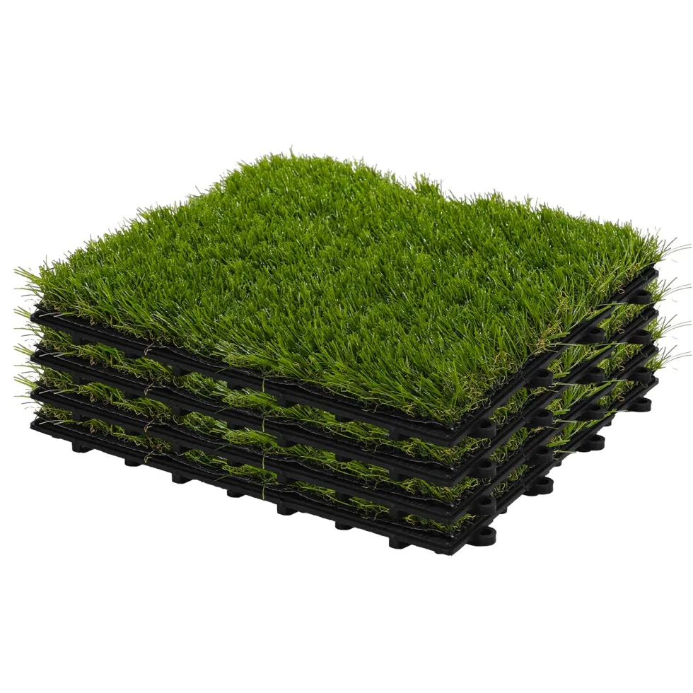 Set 4 Mattonelle Prato da Esterno in Polietilene a Incastro 30×30 cm