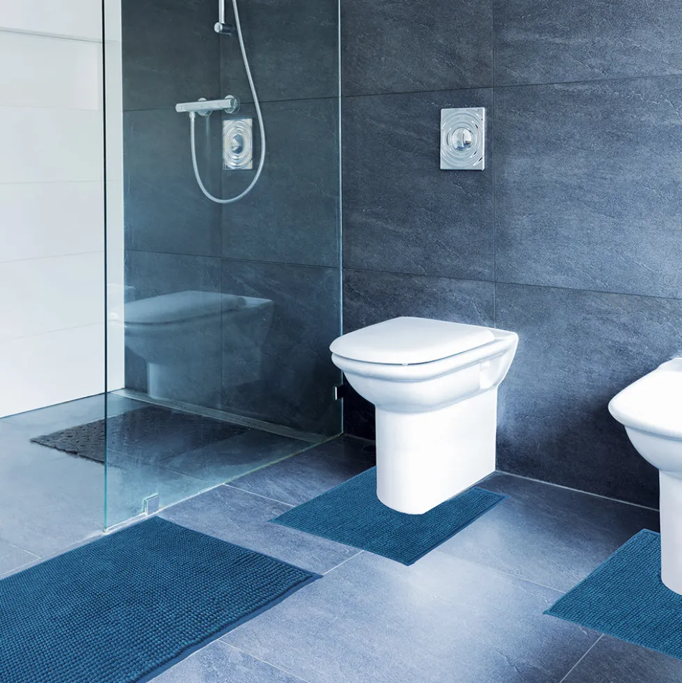 Set tappeti bagno Poppy Petrolio Sophie Maison 3 pezzi