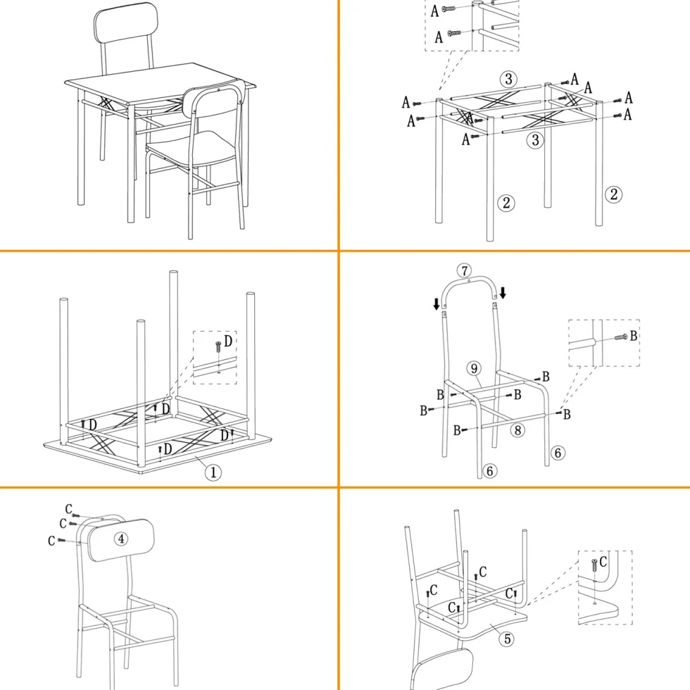 Set Tavolo da pranzo 70x70 cm e 2 sedie in metallo e MDF Rovere Cadiz