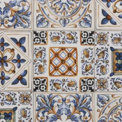 Tavolo Quadrato in metallo nero con top maioliche Blu