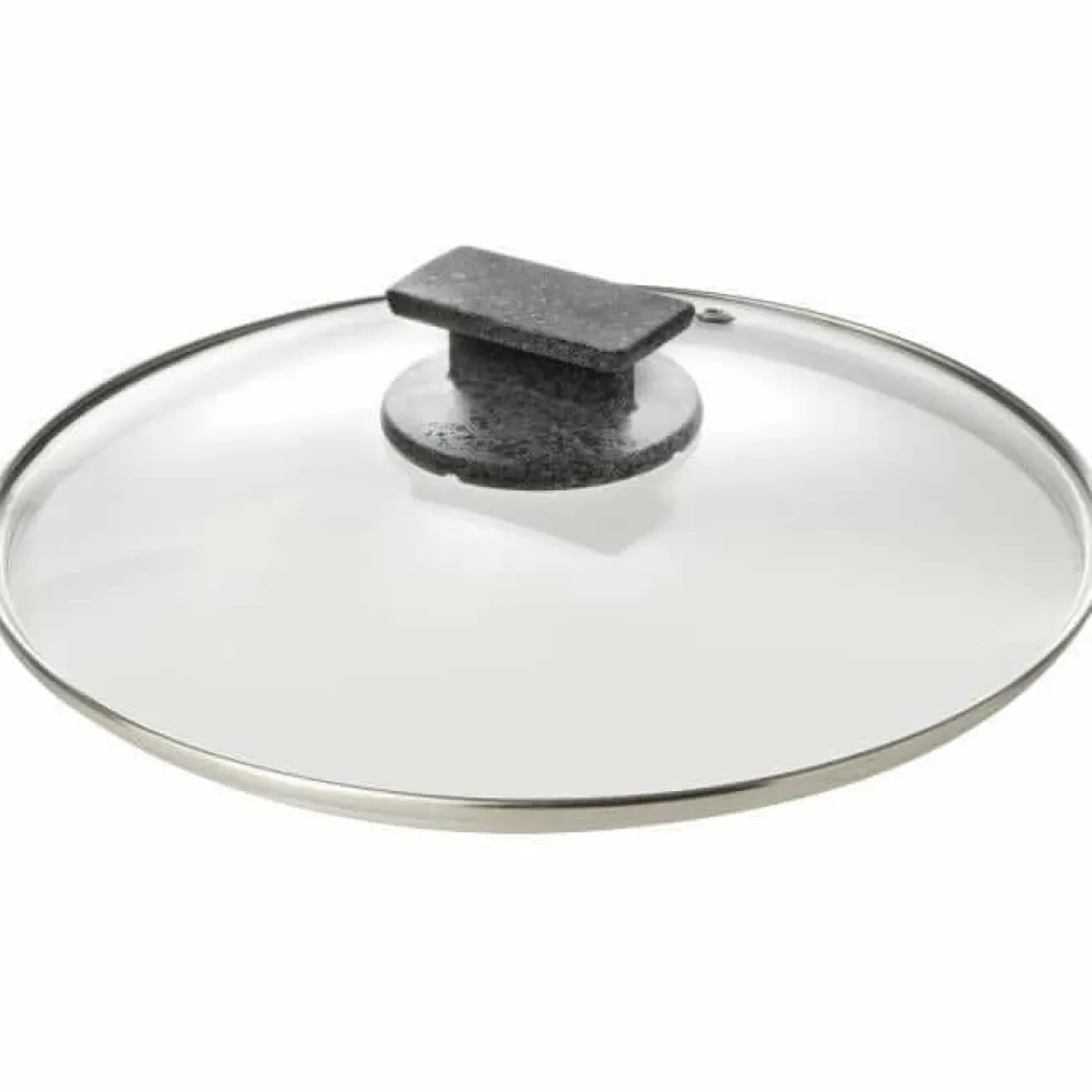 Tegame antiaderente 2 maniglie con coperchio in vetro Regina di pietra Induction diametro 32 cm