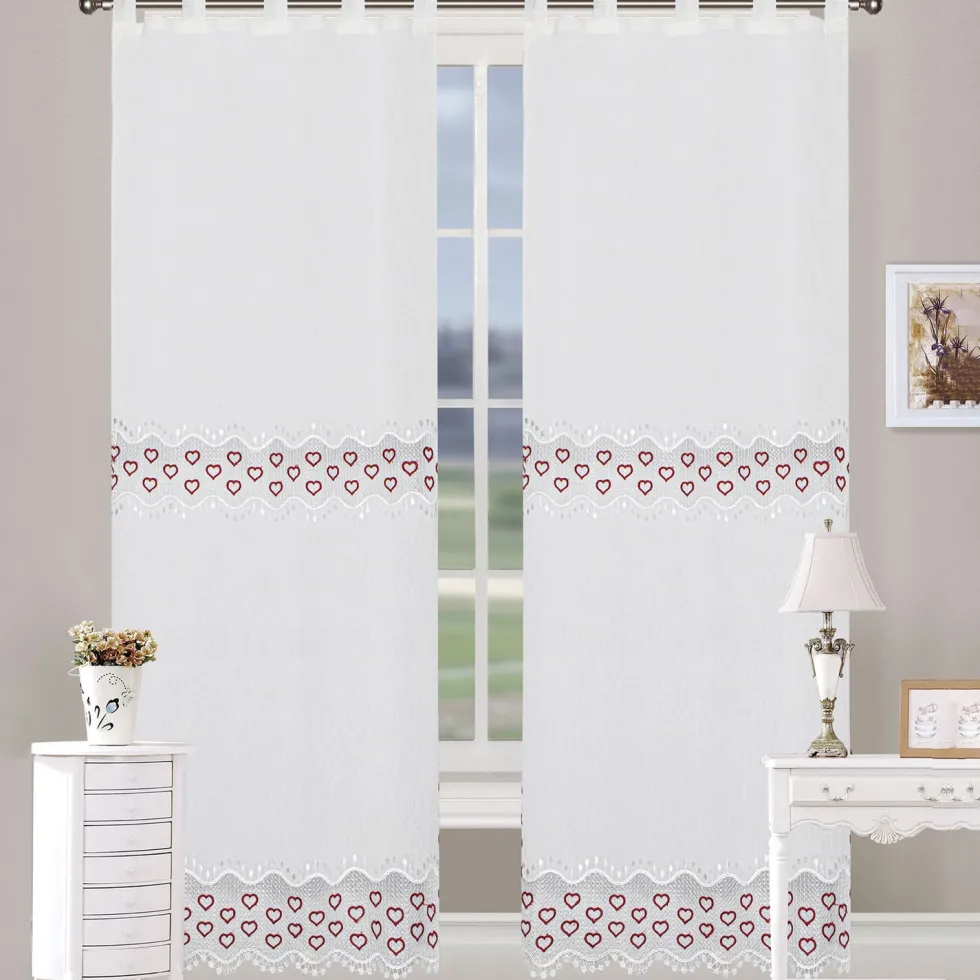 Tenda Agata con ricamo coppia 2 pezzi