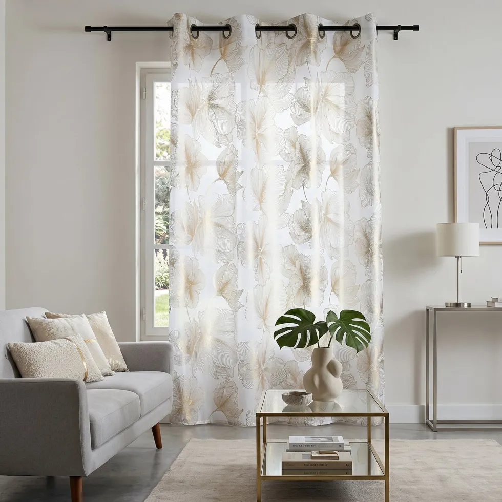 Tenda Leonce con motivo floreale dorata h260x140 cm