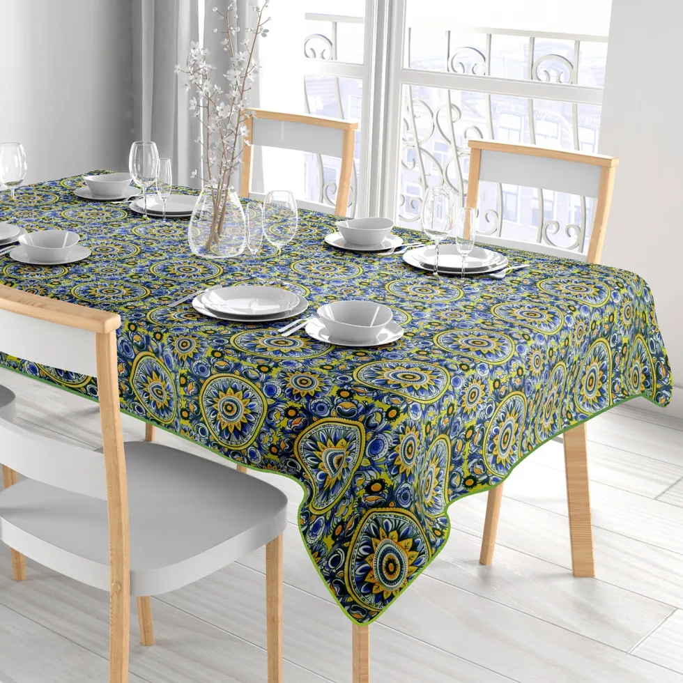 Tovaglia Antimacchia Linea Mandala 6 Posti 140x180 cm